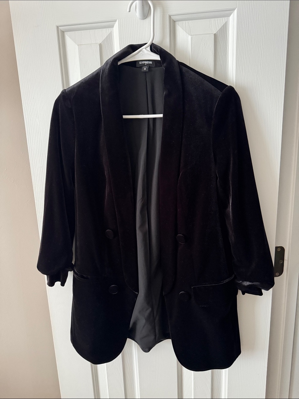 Express Black Velvet Open-Front Blazer Jacket